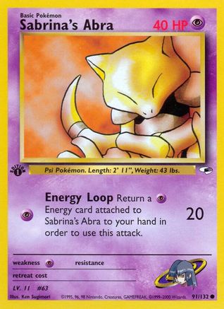 Sabrina's Abra 091  - 1st Edition Gym Heroes - Common