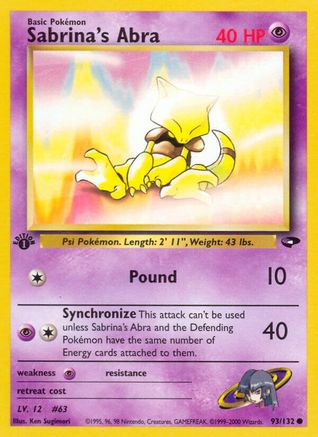 Sabrina's Abra (93) 093  - 1st Edition Gym Challenge - Common