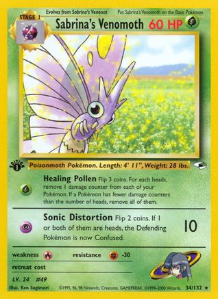 Sabrina's Venomoth 034  - 1st Edition Gym Heroes - Rare