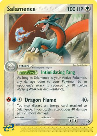 Salamence 019/97  - Reverse Holofoil Dragon - Rare