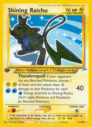 Shining Raichu  Neo Destiny - Secret Rare
