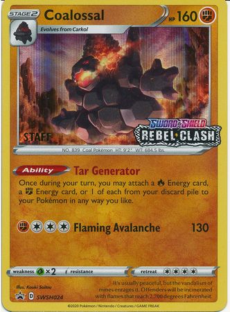 Coalossal - SWSH024 (Prerelease) [Staff]  - Holofoil SWSH Sword & Shield Promo Cards - Promo