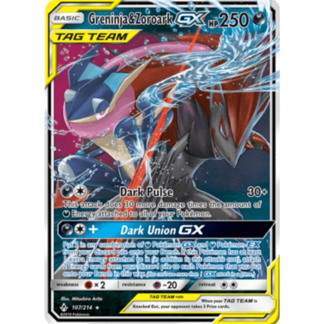 Greninja & Zoroark GX 107  - Holofoil SM  Unbroken Bonds - Ultra Rare