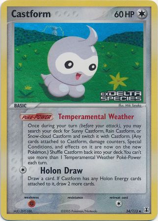 Castform 034  - Reverse Holofoil Delta Species - Uncommon