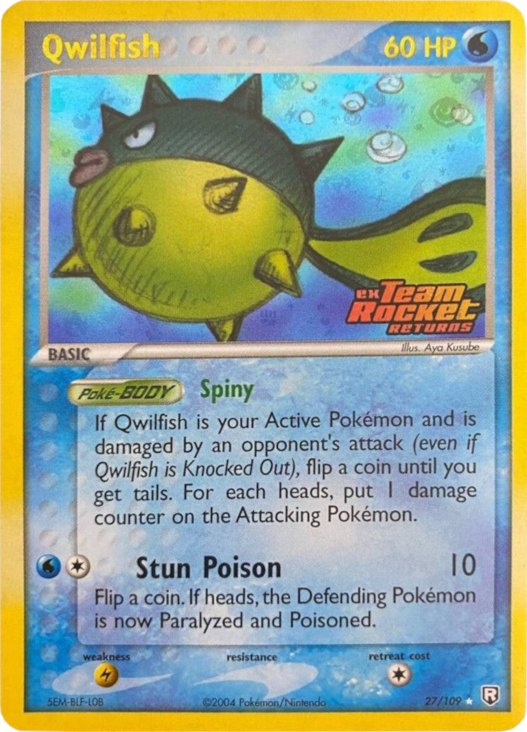 Qwilfish 027  - Reverse Holofoil Team Rocket Returns - Rare