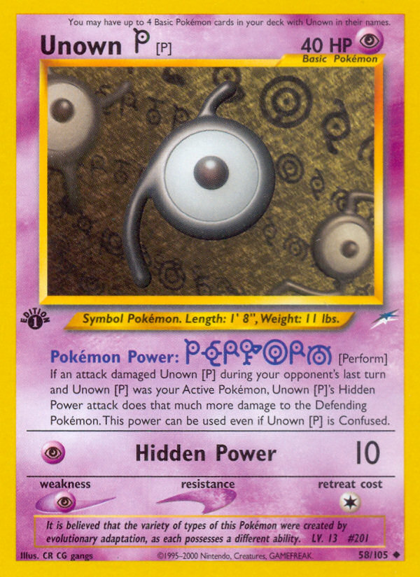 Unown [P] 058  - 1st Edition Neo Destiny - Uncommon