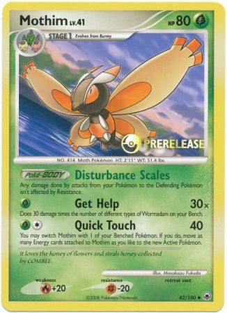 Mothim - 42/100 (Prerelease)/100  Diamond and Pearl Promos - Promo