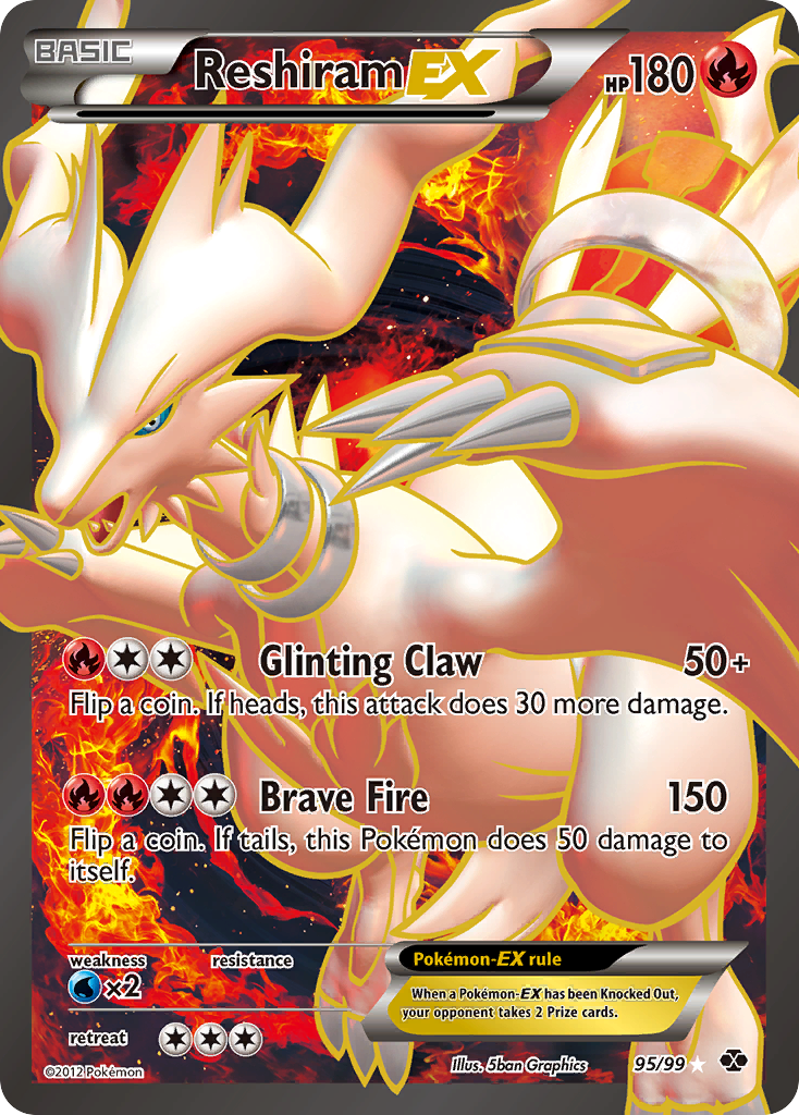 Reshiram EX (95 Full Art)  - Holofoil Next Destinies - Ultra Rare