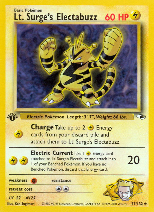 Lt. Surge's Electabuzz (27) 027  - 1st Edition Gym Heroes - Rare