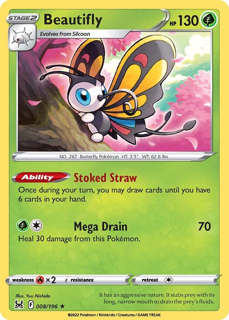 Beautifly 008  - Holofoil SWSH11 Lost Origin - Holo Rare