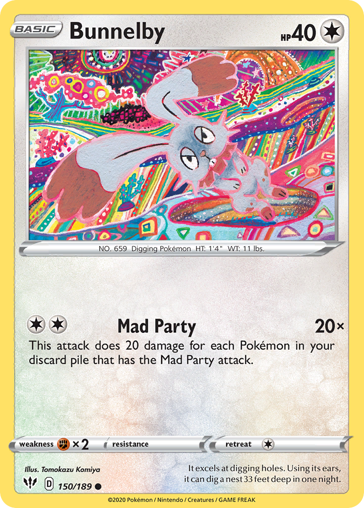 Bunnelby 150  SWSH03 Darkness Ablaze - Common