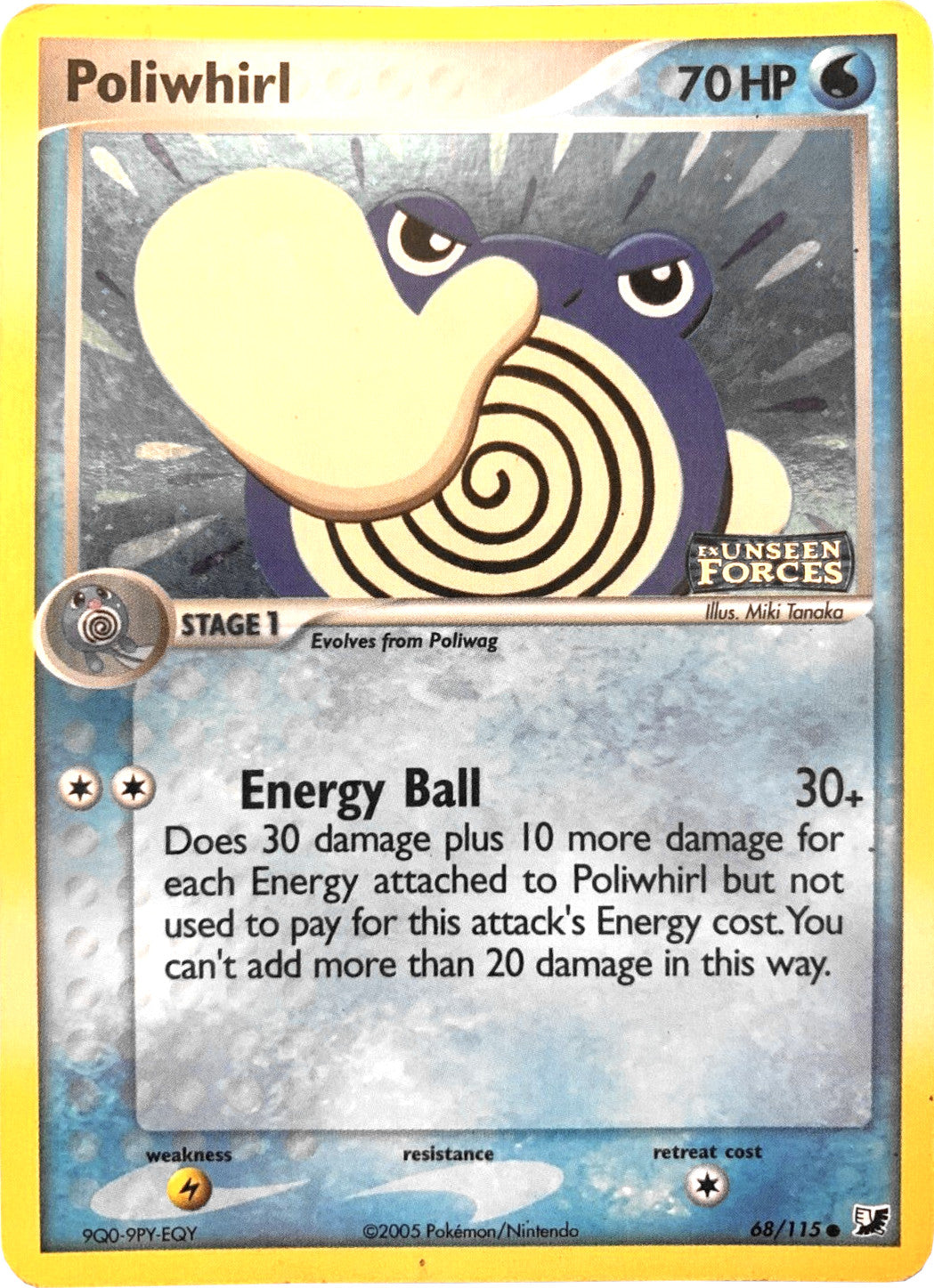 Poliwhirl 068  - Reverse Holofoil Unseen Forces - Common