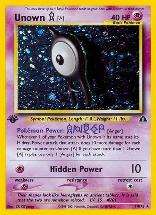 Unown [A] (14) 014  - 1st Edition Holofoil Neo Discovery - Holo Rare