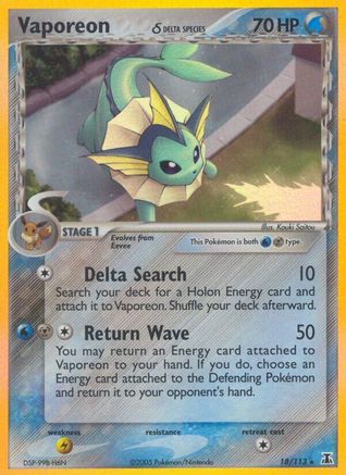 Vaporeon (Delta Species) 018  - Reverse Holofoil Delta Species - Holo Rare