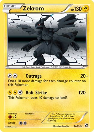 Zekrom 047/114  - Holofoil Black and White - Holo Rare