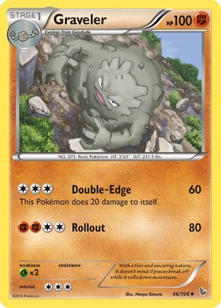 Graveler 046  - Reverse Holofoil XY  Flashfire - Uncommon