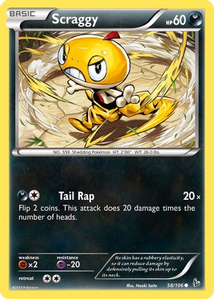 Scraggy 058  - Reverse Holofoil XY  Flashfire - Common