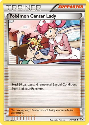 Pokemon Center Lady 093  - Reverse Holofoil XY  Flashfire - Uncommon