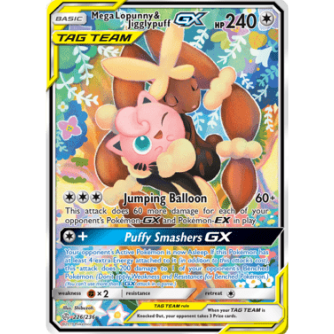 Mega Lopunny & Jigglypuff GX (Alternate Full Art) 226  - Holofoil SM  Cosmic Eclipse - Ultra Rare