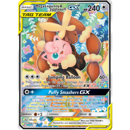 Mega Lopunny & Jigglypuff GX (Alternate Full Art) 226  - Holofoil SM  Cosmic Eclipse - Ultra Rare
