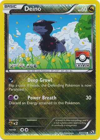 Deino - 97/113 (Pokemon League) [2nd Place]/113  - Reverse Holofoil League & Championship Cards - Promo
