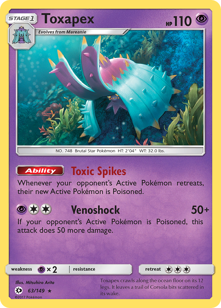 Toxapex 063  - Holofoil SM Base Set - Holo Rare