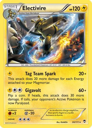 Electivire 030  - Reverse Holofoil XY  Furious Fists - Rare