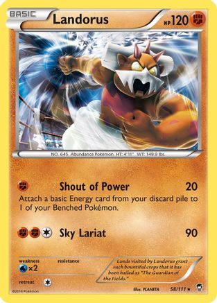 Landorus 058  - Reverse Holofoil XY  Furious Fists - Holo Rare