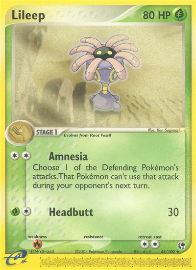 Lileep - 43/100/100  Sandstorm - Uncommon