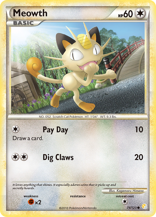 Meowth 075  HeartGold SoulSilver - Common
