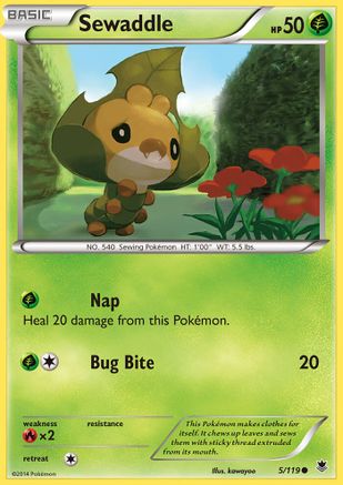 Sewaddle  - Reverse Holofoil XY  Phantom Forces - Common