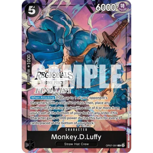 Monkey.D.Luffy (091) (Online Regional 2024 Vol. 3) [Finalist] (OP07-091) - One Piece Promotion Cards Foil