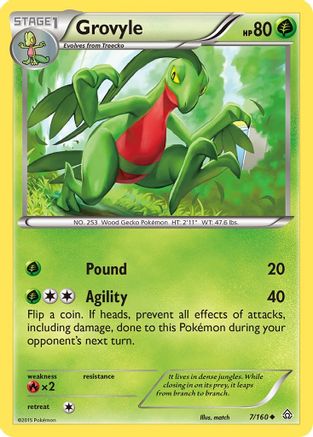 Grovyle 007  - Reverse Holofoil XY  Primal Clash - Uncommon