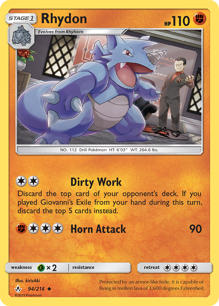 Rhydon 094  SM  Unbroken Bonds - Uncommon