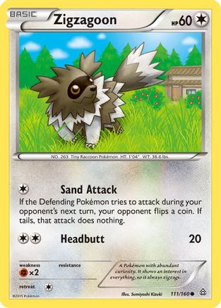 Zigzagoon 111/160  - Reverse Holofoil XY  Primal Clash - Common