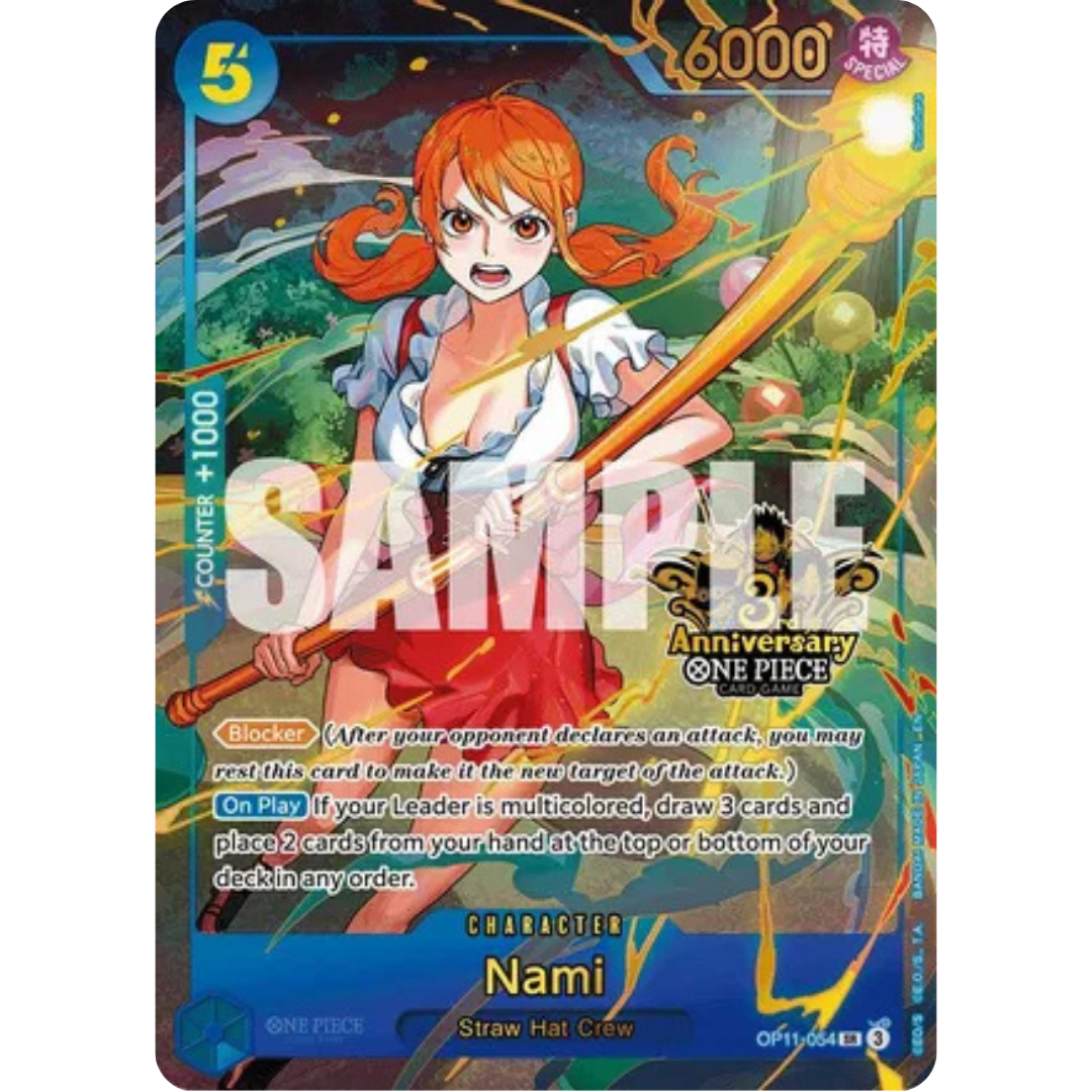 Nami (Japanese Version 3rd Anniversary Set) (OP11-054) - One Piece Promotion Cards Foil