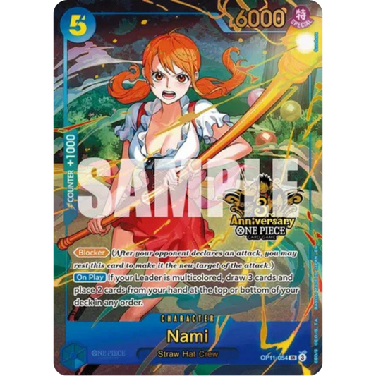 Nami (Japanese Version 3rd Anniversary Set) (OP11-054) - One Piece Promotion Cards Foil