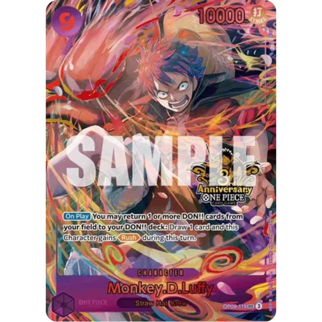Monkey.D.Luffy (Japanese Version 3rd Anniversary Set) (OP09-119) - One Piece Promotion Cards Foil
