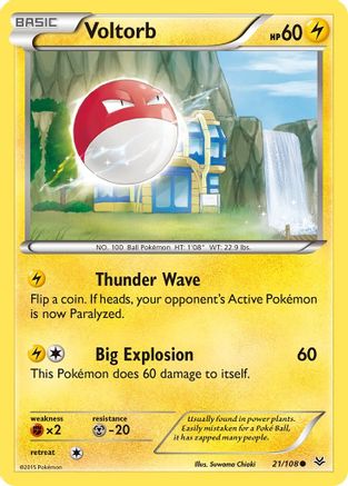 Voltorb 021  - Reverse Holofoil XY  Roaring Skies - Common