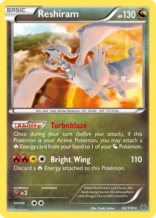 Reshiram 063  - Reverse Holofoil XY  Roaring Skies - Holo Rare