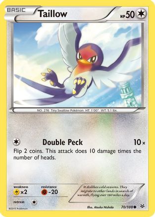 Taillow 070  - Reverse Holofoil XY  Roaring Skies - Common