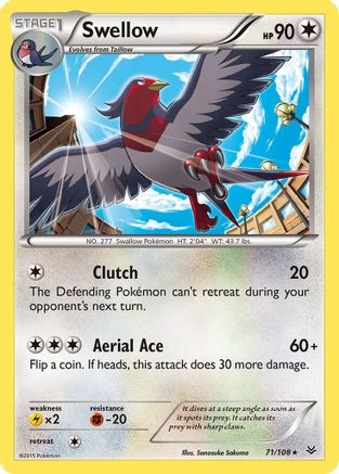Swellow (71)  - Reverse Holofoil XY  Roaring Skies - Rare