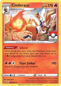 Cinderace 034/202  - Reverse Holofoil League & Championship Cards - Promo
