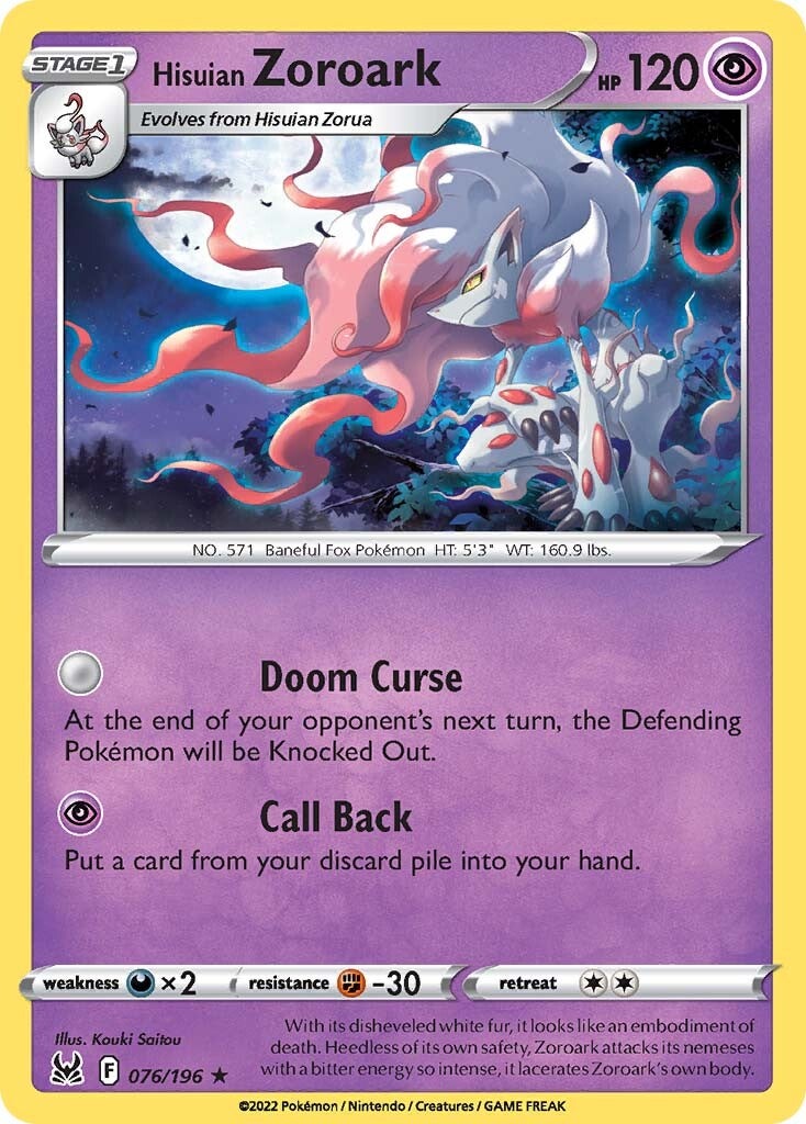 Hisuian Zoroark 076  - Holofoil SWSH11 Lost Origin - Holo Rare
