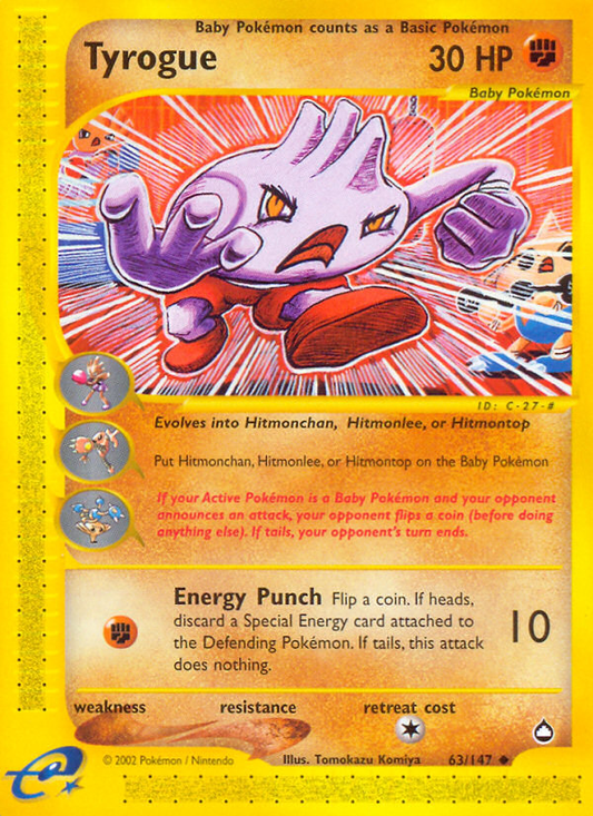 Tyrogue 063  Aquapolis - Uncommon