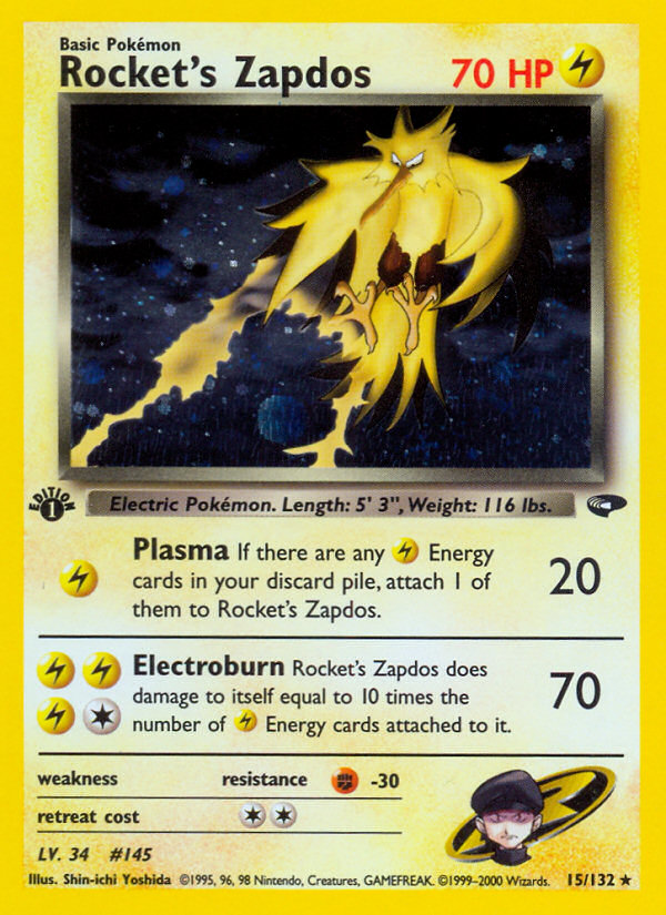 Rocket's Zapdos  - 1st Edition Holofoil Gym Challenge - Holo Rare