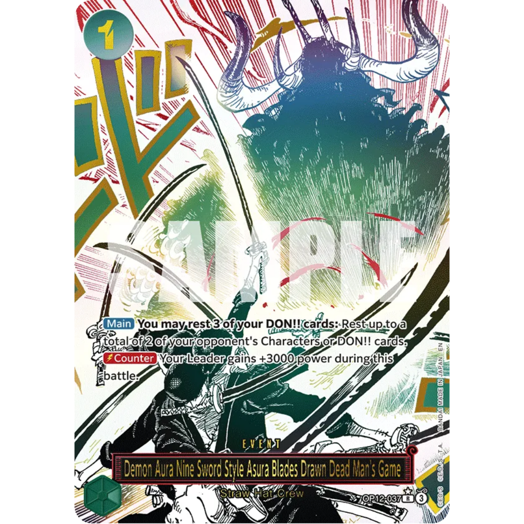 Demon Aura Nine Sword Style Asura Blades Drawn Dead Man's Game (Alternate Art) (OP12-037) - Legacy of the Master Foil