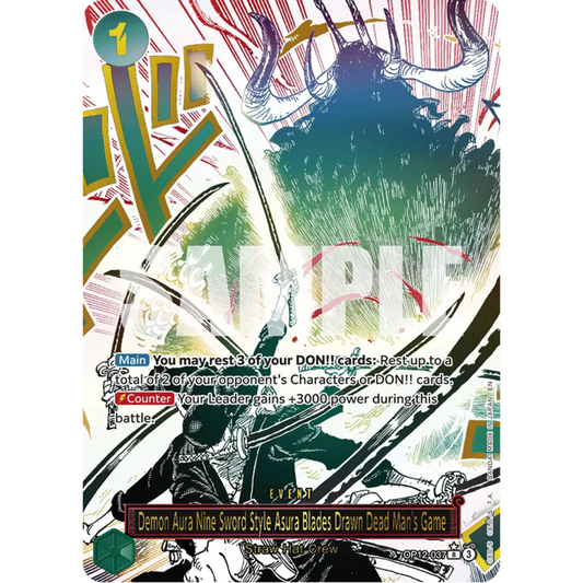 Demon Aura Nine Sword Style Asura Blades Drawn Dead Man's Game (Alternate Art) (OP12-037) - Legacy of the Master Foil