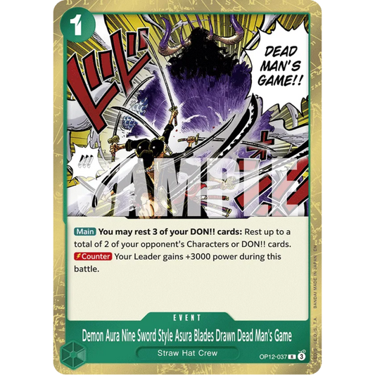 Demon Aura Nine Sword Style Asura Blades Drawn Dead Man's Game (OP12-037) - Legacy of the Master Foil