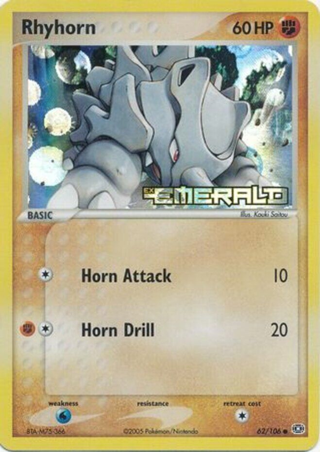 Rhyhorn  - Reverse Holofoil Emerald - Common